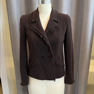 Armani Collezione Chic Double-Breasted Brown Blazer - Size 8 - Dark Brown